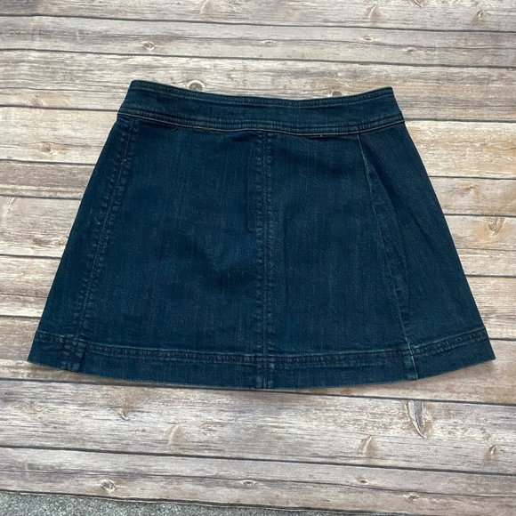 Free People Dark Wash Snap Up Denim Mini Skirt - Picture 4 of 11